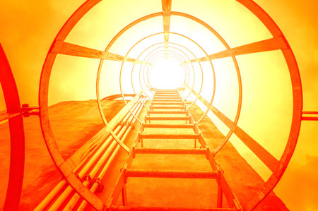 Iron staircase up to highの写真素材