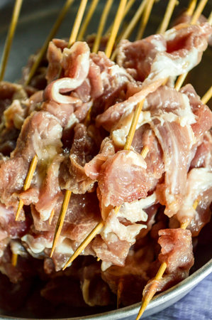 fresh pork skewer (Thailand food)の写真素材