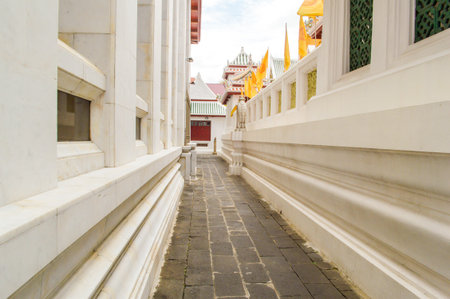 walkway in public temple Thailandの写真素材