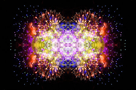 colorful fireworks on night skyの写真素材