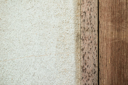 cement and wooden wallの写真素材