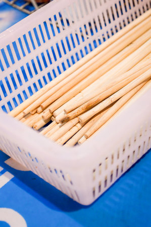 brown wooden chopsticksの写真素材