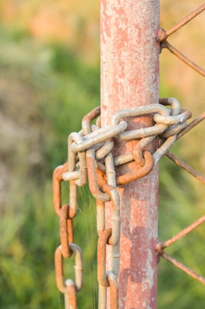 chain on palisadeの写真素材