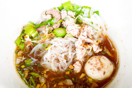 Asian noodle with blood (Thailand food)の写真素材