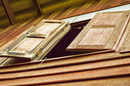 wooden windowの写真素材