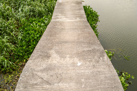 cement bridge walkway in country Thailandの写真素材