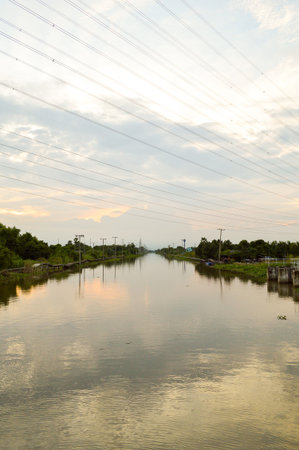 khlong Preng river in Chachoengsao Thailandの写真素材