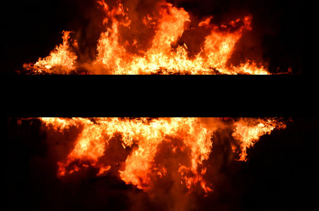 red fire on black background