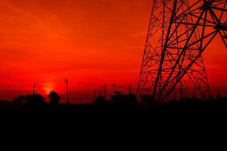sunset in country Thailandの写真素材
