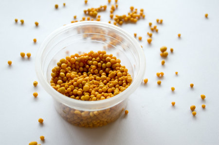 fertilizer pellets on white bakcground
