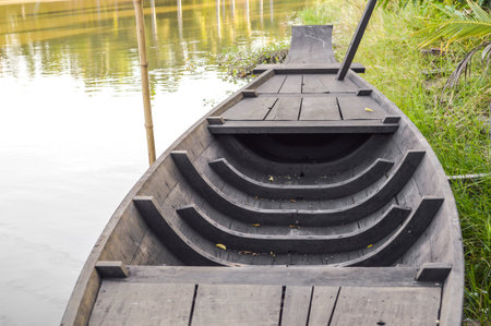wood boat in country Thailandの写真素材
