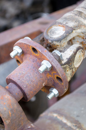 rusty old steel jointsの写真素材