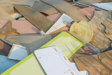 Pile of old broken woodenの写真素材