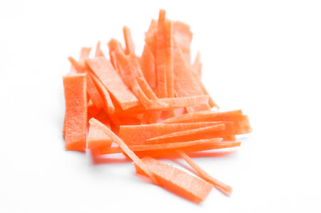 carrots slice on white backgroundの写真素材