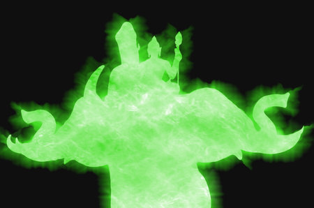 indra rides Erawan green color silhouette