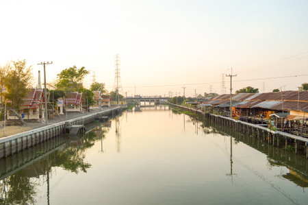 khlong Preng river in Chachoengsao Thailandの写真素材