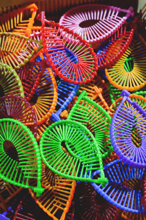 colorful plastic rubber bandの写真素材