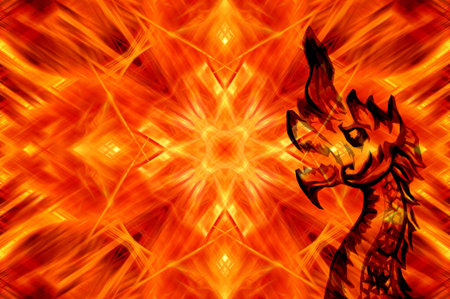 art dragon on fire illustration backgroundの写真素材