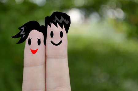 smile fingers backgroundの写真素材