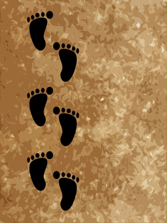 footprint on grunge brown illustration backgroundの写真素材