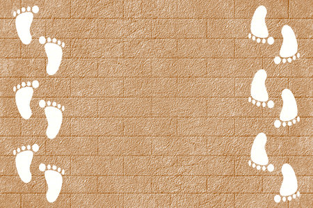 white footprint on grunge cement floor illustration backgroundの写真素材