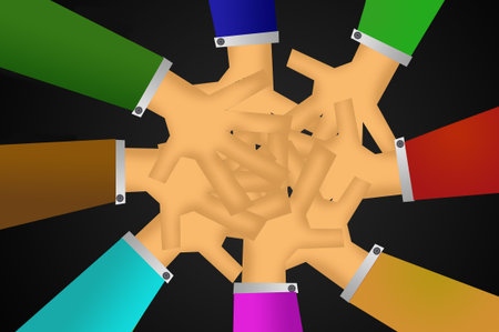 hand teamwork cartoon illustration