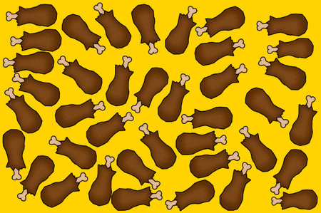 Chicken legs flat icon pattern backgroundの写真素材