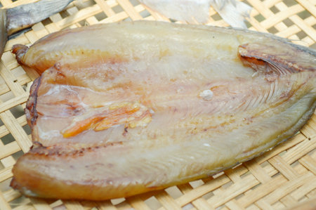 dry striped snakehead fish raw foodの写真素材