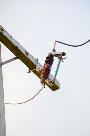 electricity post in country Thailandの写真素材