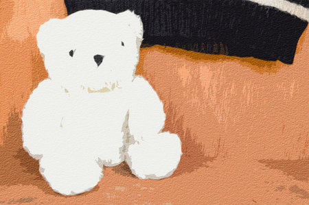 white teddy bear cartoon backgroundの写真素材