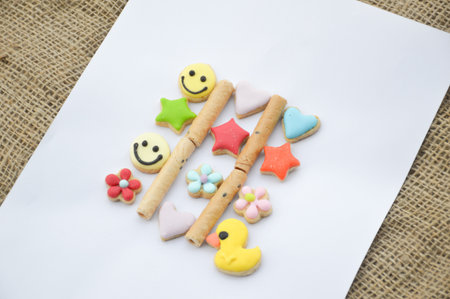 art colorful cookie on white paper