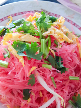 pink Stir-fried rice noodlesの写真素材