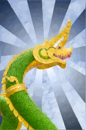 Low polygon nagas statueの写真素材