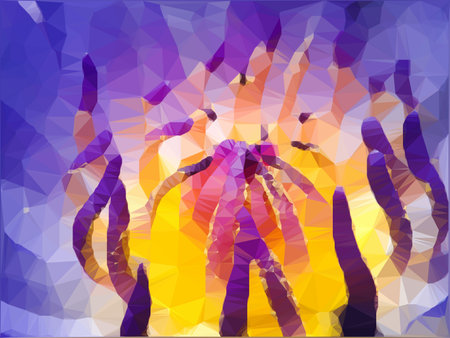 Low polygon lotus flowerの写真素材