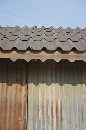 old roof and zinc wall