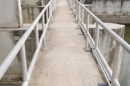 cement walkway in public dam at Thailandの写真素材