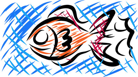 art color fish illustration backgroundの写真素材