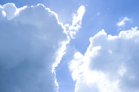 blue sky and white cloudの写真素材