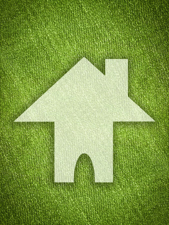 white home shape on grunge green illustration backgroundの写真素材