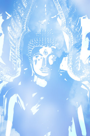 art blue buddha backgroundの写真素材