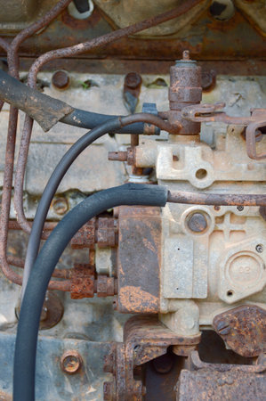 close up old machine parts texture