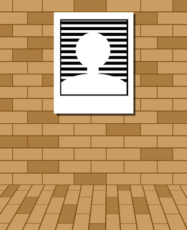 paper label on brick wallの写真素材