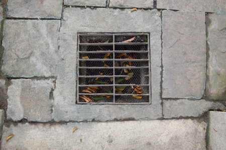 Close up of grunge grate on the floorの写真素材