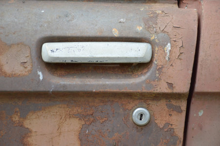 close up old hand door carの写真素材