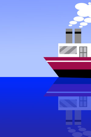 boat on the sea illustration backgroundの写真素材