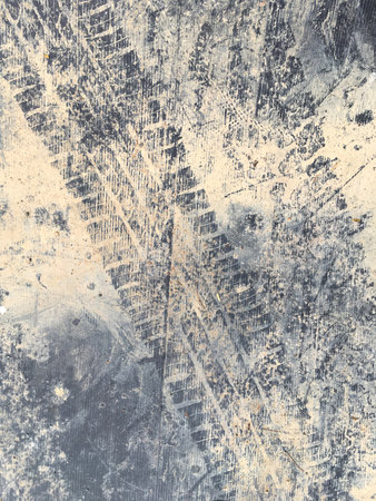 wheel track on old wood floor