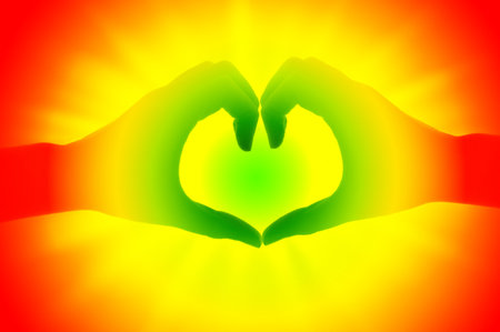 art color heart by hand backgroundの写真素材