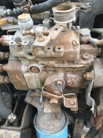 close up old rusty machine