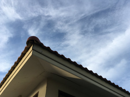 close up tile roof in country Thailand