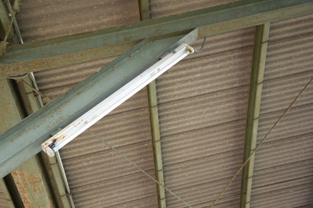 White fluorescent bulb on the ceilingの写真素材